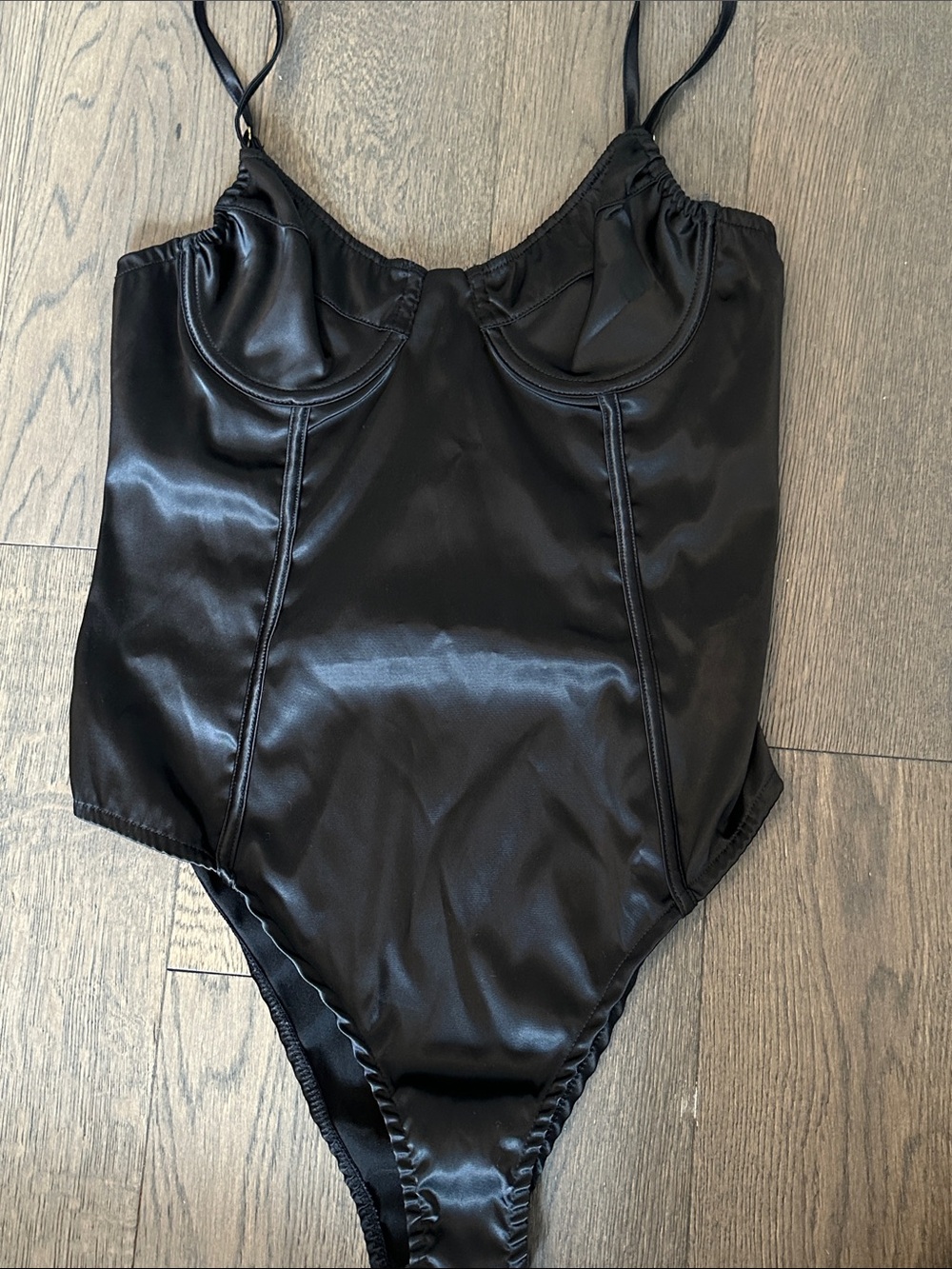 Black Satin Bustier Bodysuit